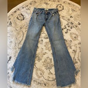 Free People Size 25 Ripped Flare Jeans light wash